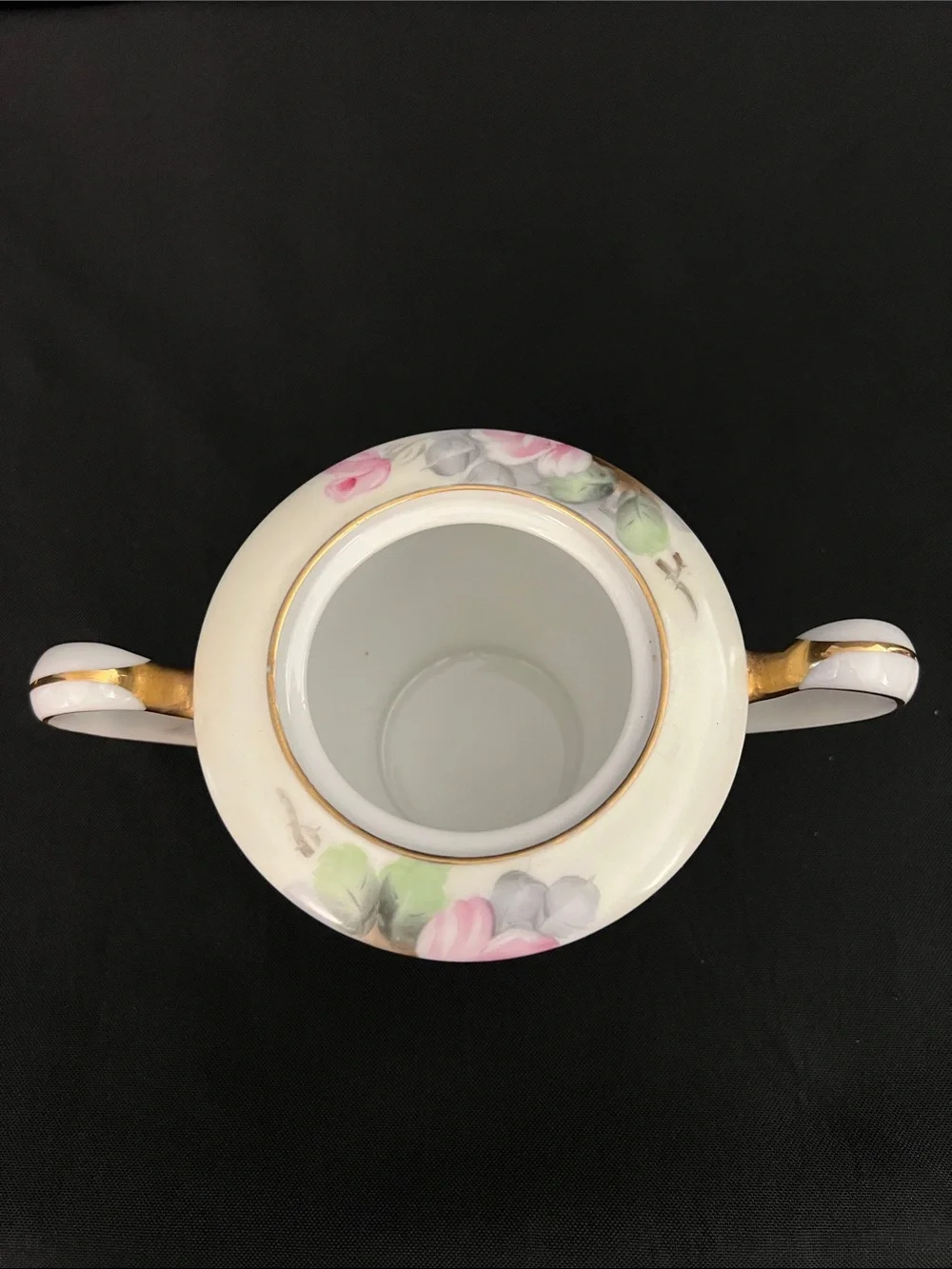 Aichi China  Porcelain Sugar and Creamer Set with Gold Trim - Pink Roses